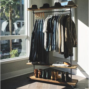 Clothing Rack. Industrial Retail Clothing and Garment Rack. Store Fixture, Clothes Hanger Loft Clothing and shoe rack, Rustic Modern Coat