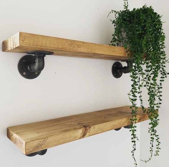 One Floating Shelf, Rustic Wall Shelf, Wood and Pipe Shelf, Open