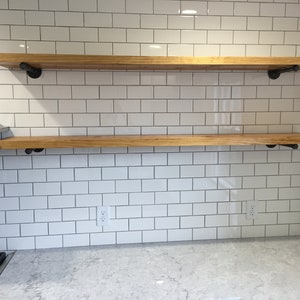 Rustic Long Floating Shelf, Industrial Pipe Floating Shelf, Wood Shelf, Modern Floating Shelf, Farmhouse Shelf, Kitchen Shelf, Plant shelf