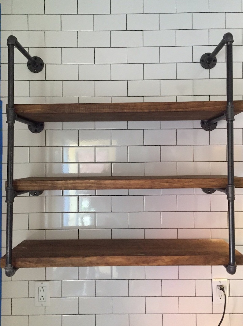 Farmhouse Industrial Rustic Wall Storage Open Shelving Unit Etsy