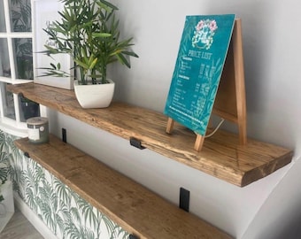 Rustic Floating Shelf: Farmhouse Decor with J Bracket