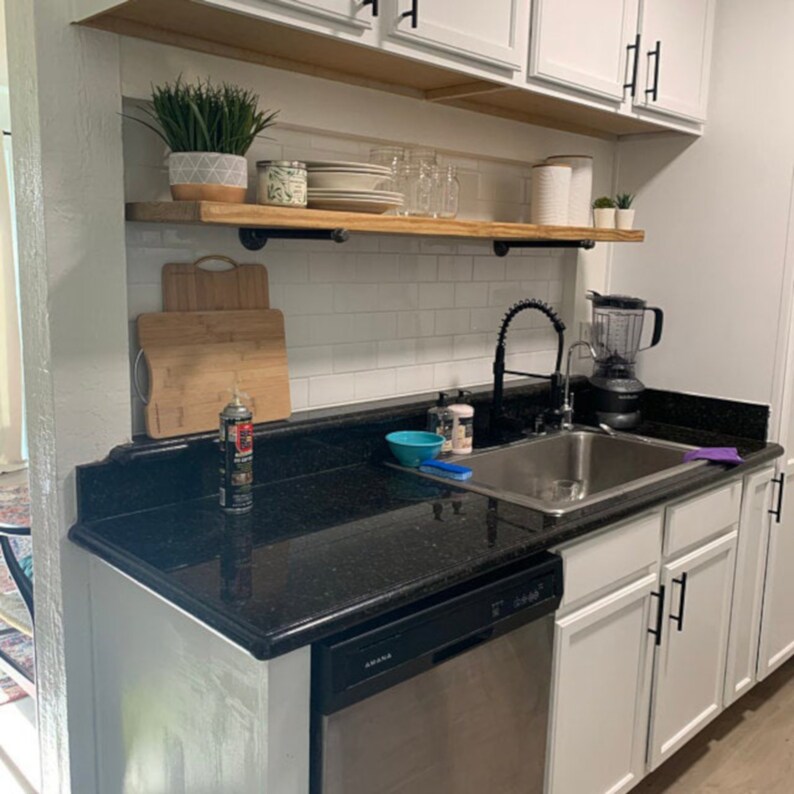 Wood Floating Shelf With Brackets. Rustic Modern Farmhouse Etsy