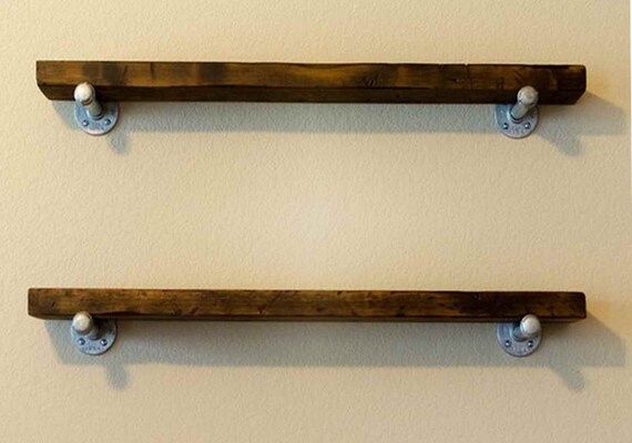 Floating Shelf With Galvanized Pipe Brackets Image 0