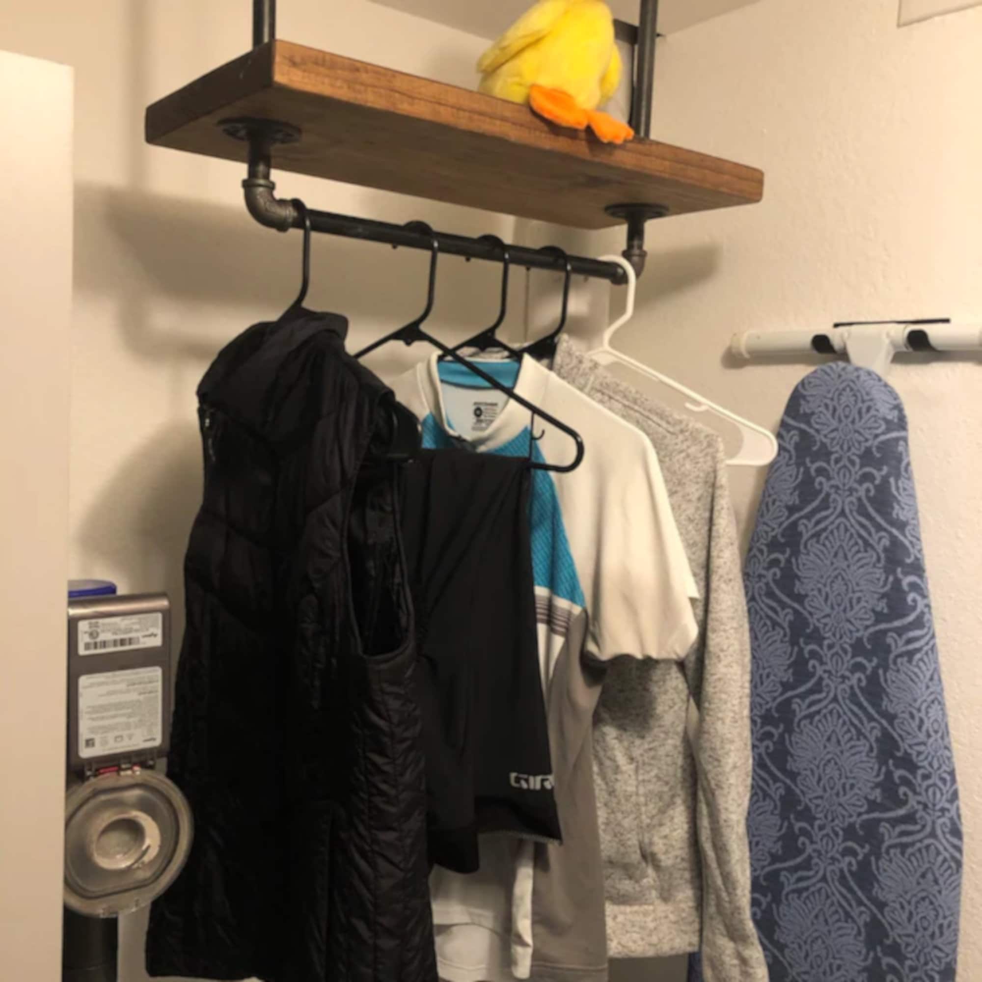 Farmhouse Laundry Room Drying Rack: Hanging Rustic Pine Shelf ...