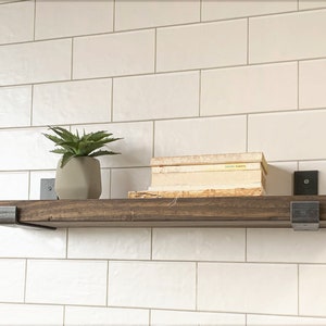 Rustic Floating Shelf: Farmhouse Decor with Flat Iron J Brackets