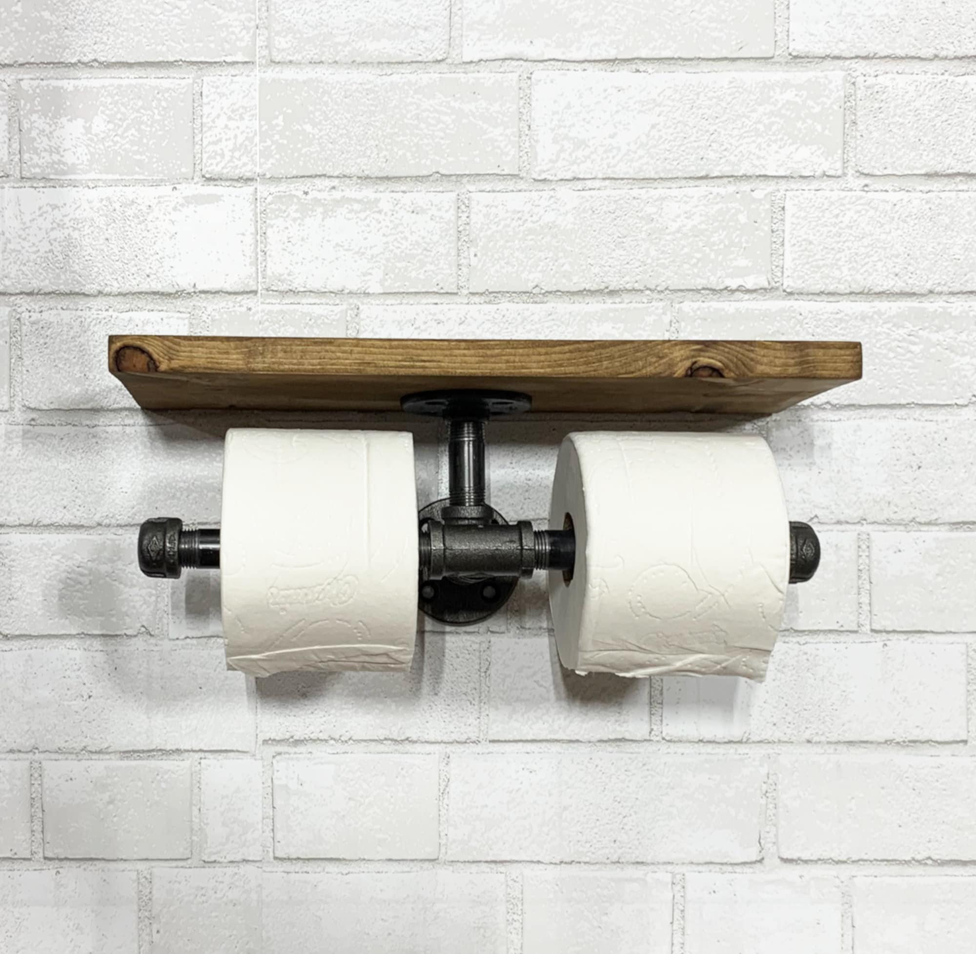 Weathered Gray Wood and Black Industrial Pipe Paper Towel Roll