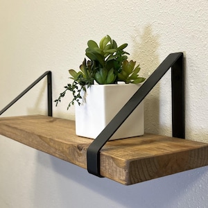 Rustic Shelf with Triangle Brackets: Special Walnut Stained Farmhouse Decor