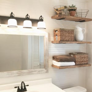 One Floating Shelf, Heavy Duty Solid Wood, Two hidden low profile brackets, Wood Shelf, Bathroom Shelf, Shoe Storage, Custom Kitchen Shelf