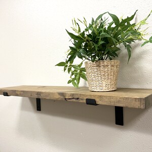 Rustic Pine Floating Shelf: Farmhouse Decor with L Brackets