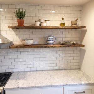 Rustic Farmhouse Floating Shelf: Golden Oak Wood, Hidden Brackets