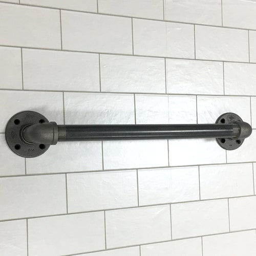 ADA Compliant Bathroom Grab Bars Rustic Industrial Steel Etsy