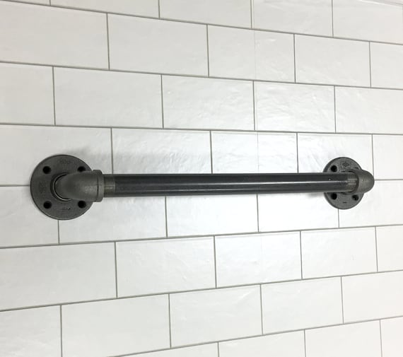 Ada Compliant Bathroom Grab Bars Rustic Industrial Steel Etsy