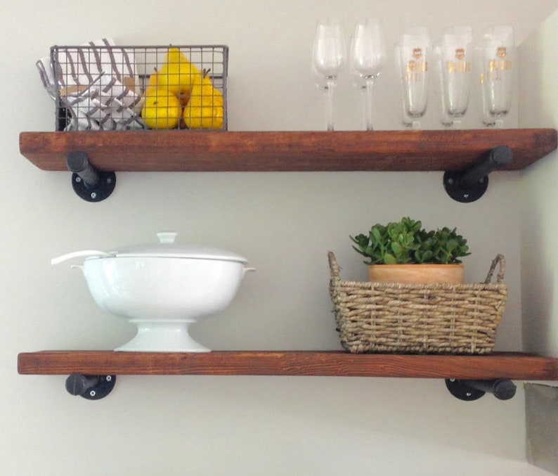Rustic Long Floating Shelf Industrial Floating Shelf Wood Etsy