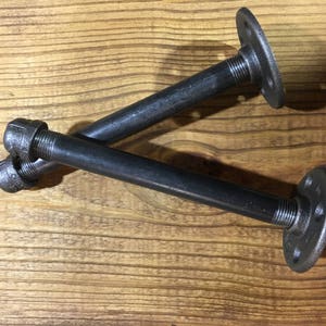 A pair of Industrial Shelf Brackets for Floating Wood and Pipe Shelf. Rustic Industrial Wood floating shelf pipe brackets. image 3