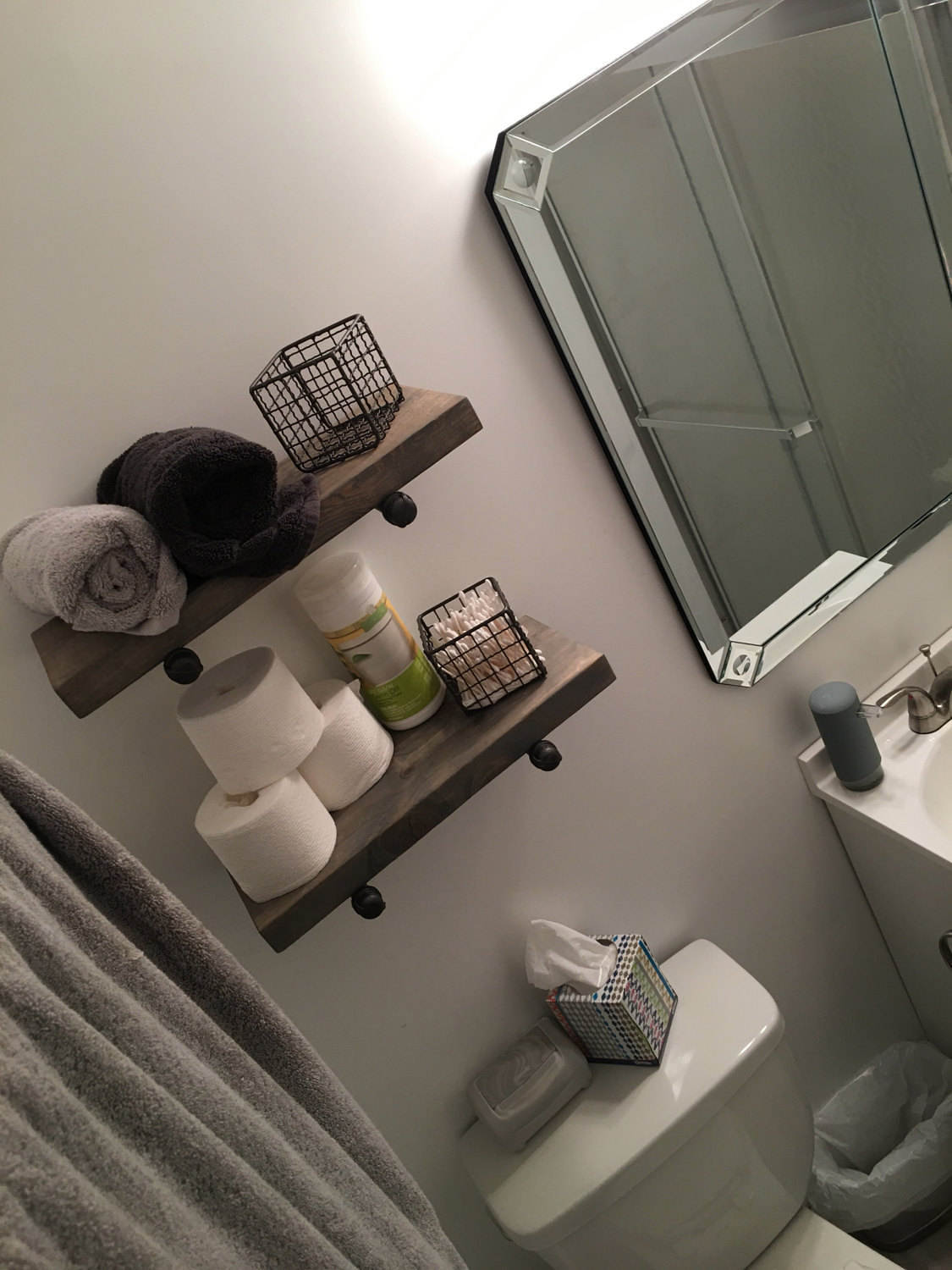 6 Depth Rustic Farmhouse Bathroom Shelves with pipe Etsy