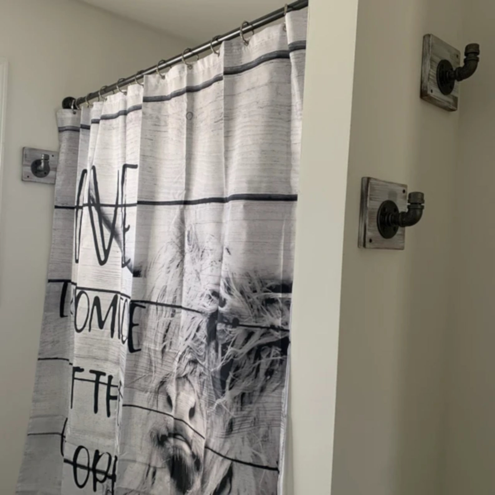Industrial Iron Pipe Shower Curtain Rod Urban Modern Curtain Etsy