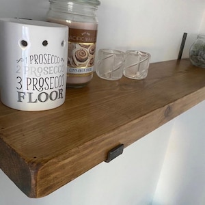 Rustic Wood Floating Shelf: Farmhouse Decor with J Brackets