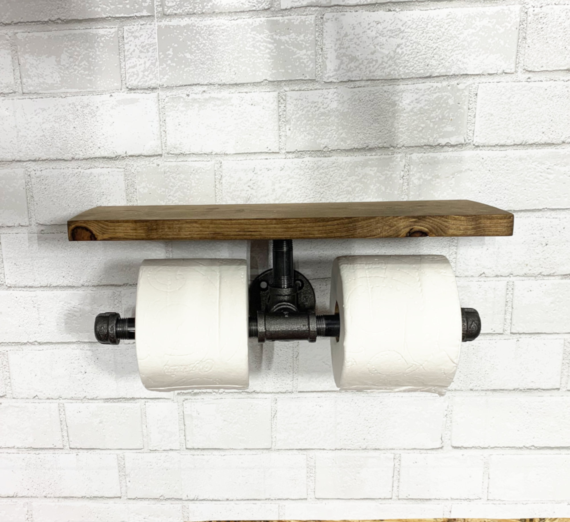 Double Roll Toilet Paper Holder & Shelf -- Extra Large Industrial