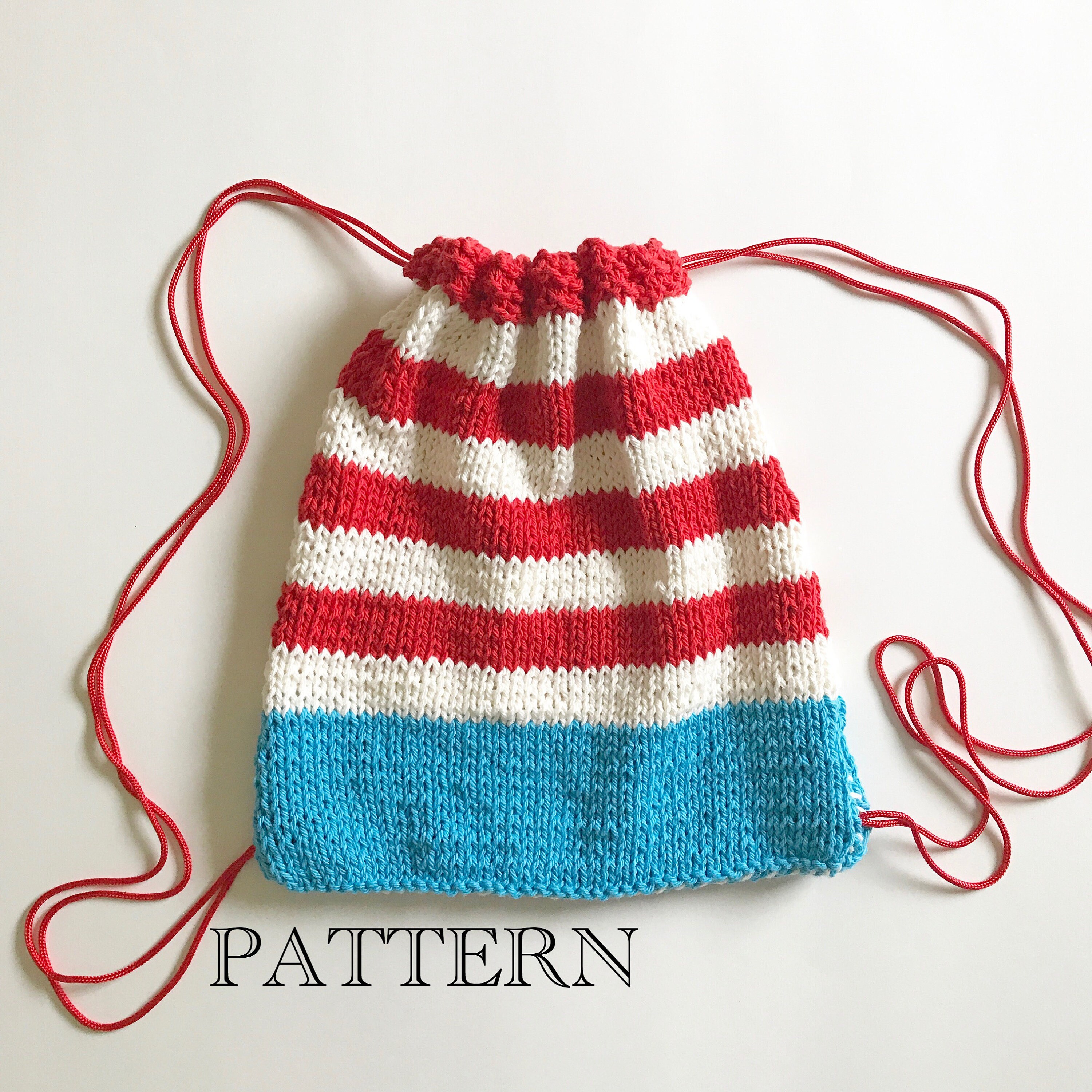 Knitted drawstring bag pattern Little Patriot drawstring bag Etsy
