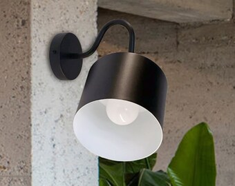 CHIA - Modern Black Rotative Wall Lamp, Minimalist Bedside Reading Light for Bedroom or Kitchen