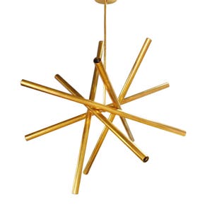 BELLA - Elegant Brass Chandelier Lamp - Mid Century Sculptural Lighting with 6 Arms & 12 Lights