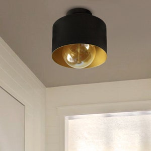 LENA - Elegant Black & Gold Flush Mount Ceiling Lamp - Perfect for Contemporary Interior Décor - Lighting fixture
