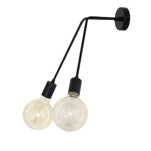 VICKY - Minimalist Black Geometric Wall Lamp – Modern 2-Arm Lighting Fixture