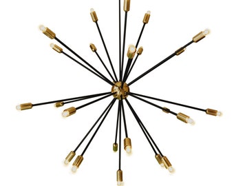 SPUTNIK - Black and Brass Sputnik Chandelier - Industrial Lighting - Sculptural Pendant Light - Ponz Home Design