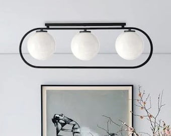 KATY - Lámpara de techo minimalista moderna - Iluminación de montaje semi empotrado con formas de vidrio de 3 bolas