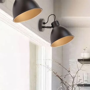 MIRE - Lampada da parete con paralume in metallo nero e dorato - Illuminazione per lavello della cucina - Lampada da lettura - Luce singola