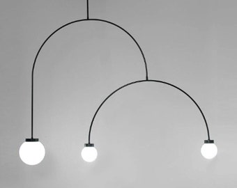 ARI - Modern design sculptural lighting with three lights with glass globes - Modern Chandelier - Scuptural lighting