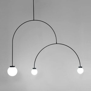 ARI - Modern design sculptural lighting with three lights with glass globes - Modern Chandelier - Scuptural lighting