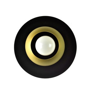 BALL Elegant Gold Ball Wall Lamp with Disk Black Shade Contemporary Home Decor image 1