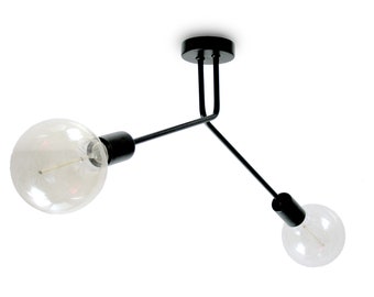 LUA - Contemporary Geometric Ceiling Lamp with 2 Crossed Arms - Modern Lighting Fixture