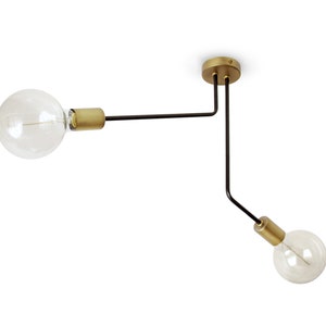 KIM - Contemporary two-light ceiling lamp in black and brass - Flush Mount  Ceiling Light Fixture
