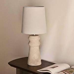 NANA Table Lamp | Large Ceramic & Linen Lamp | Modern Rustic Decor, Ambient Lighting, E27 Socket, Bedside  Living Room Light