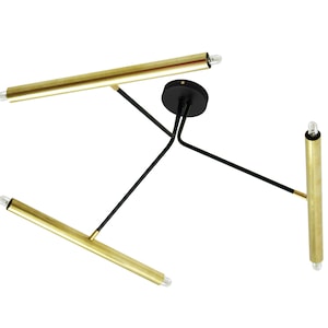 SVEN - Chandelier Ceiling lamp with three brass arms and six lights - Mid Century Modern - Ceiling Semi Flush Mount - Lighting
