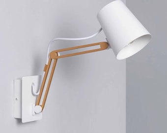 NEUS - White Modern Reading Lamp: Articulated Wall Sconce