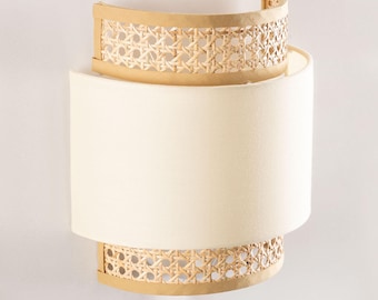 LILIAN Rattan Wall Sconce – Boho Chic Raffia Lampshade