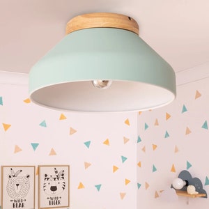 PETER - Semi Flush Light Fixture - Kids Ceiling Lights - Nursery Bedroom Lighting - Mint Green Lamp for children&#39;s rooms