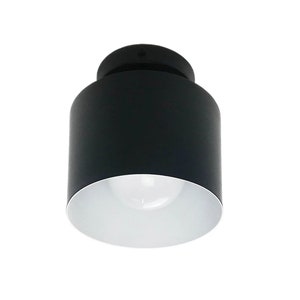 LIZ - Industrial Flush Mount Fixture - Black Metal Shade with White Interior - Modern Lighting Solution
