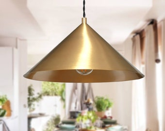 XENA - Mid Century Modern Metal Shade Pendant Lights - Gold Hanging Lamp - Kitchen Lighting Fixture