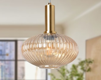 LINDA - Retro Glass Pendant Chandelier Mid Century Hanging Light Fixture - Contemporary Lighting