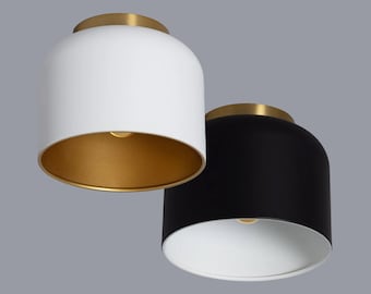 AVELIN - Lámpara de techo blanca/negra - Diseño contemporáneo de luminaria empotrada - Lámpara de araña semiempotrada