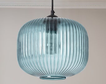 ODRI - Blue Glass Pendant Lamp - Modern Scandinavian Vintage Lighting Fixture - Hanging light fixture