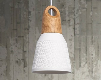 LARA - Scandinavian Wood Hanging Fixture Ceramic Pendant Light Shade - Modern Nordic Home Decor