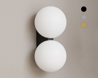 TINA2 - Aplique de tocador moderno de mediados de siglo de dos luces - Iluminación minimalista para baño - IP44