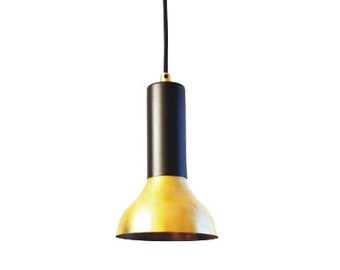 NIA - Modern Ceiling Pendant Light in Brass and Black. Modern pendant light with brass & black bell - Industrial Style - Ponz Home Design