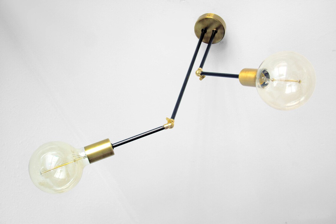 Articulated Ceiling Light 2 Arm Semi Flush Mount Light Etsy