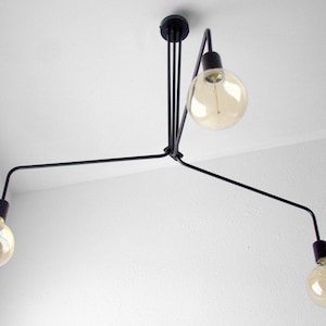UMA - Large Black Geometric Pendant Ceiling Lamp with 3 Lights, Elegant and Modern Lighting Fixture